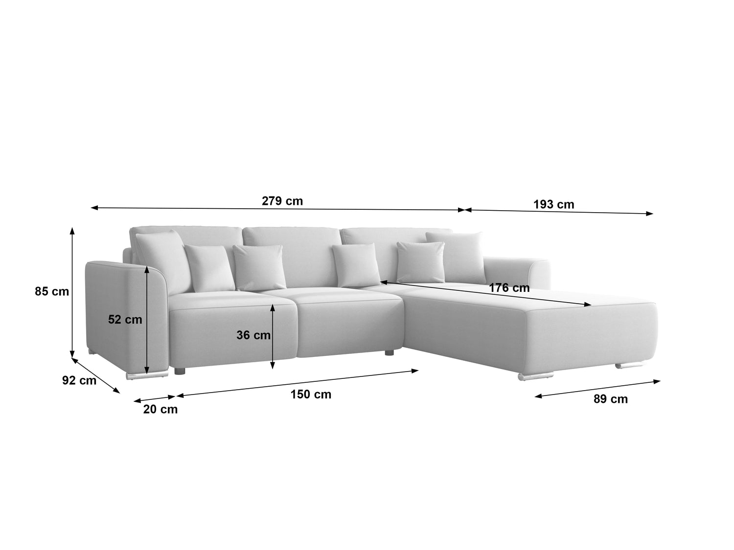 Gusto Universal L Shape Modular Corner Sofa Bed with Storage