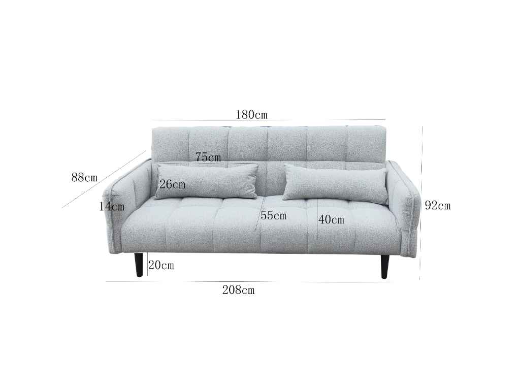 Pendle 3 seater Click Clack Sofa bed Silver