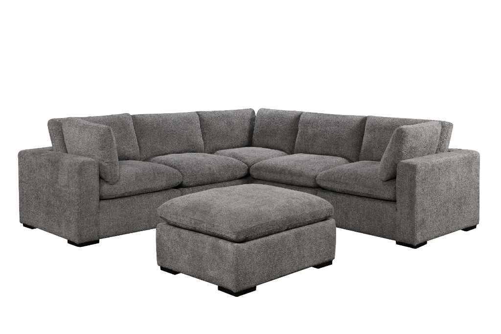 Cozy 5 seater Modular Corner Duck feather cushions Boucle Cream