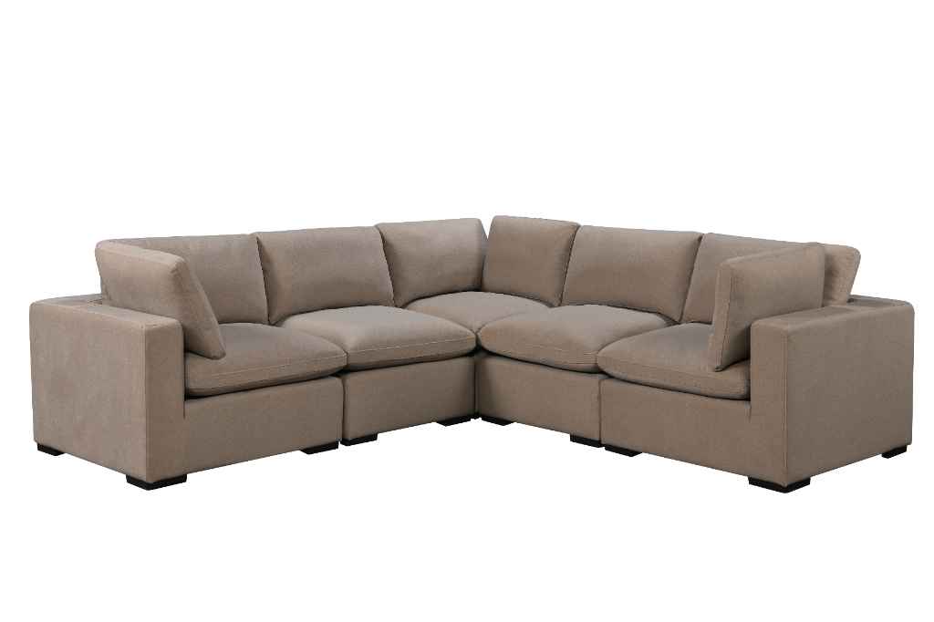 Cozy 5 seater Modular Corner Duck feather cushions Lush Cream